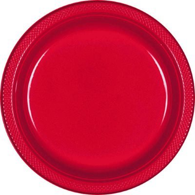 Apple Red Plastic Plates 9in, 20pcs - PartyExperts