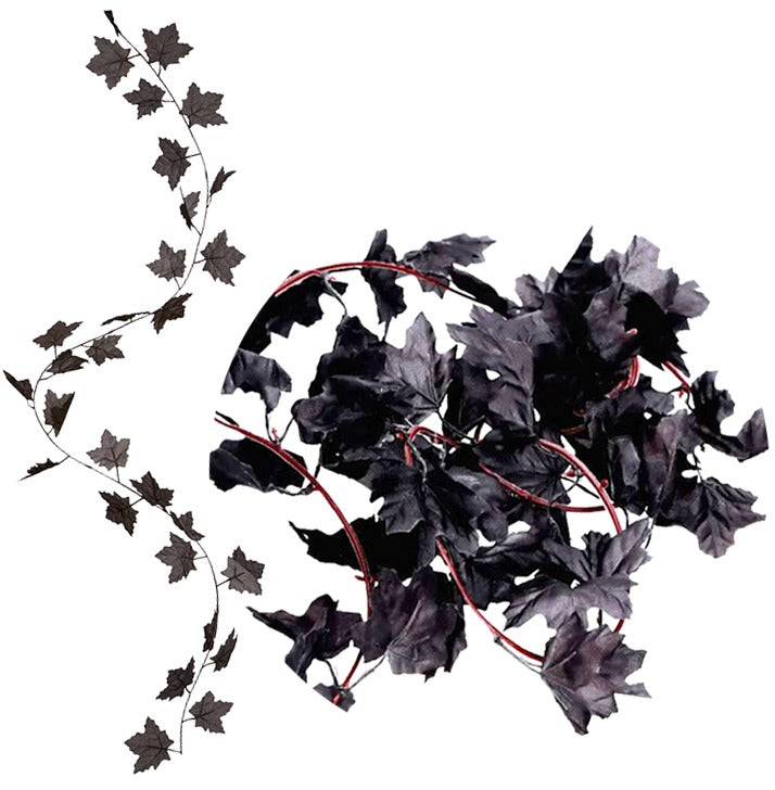 BLACK LEAVES GARLAND 180 CM - PartyExperts