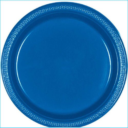 Royal Blue Plastic Solid Plates 9" set of 20 pcs - PartyExperts