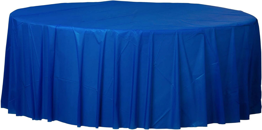 Royal Blue Round Plastic Table Cover - PartyExperts