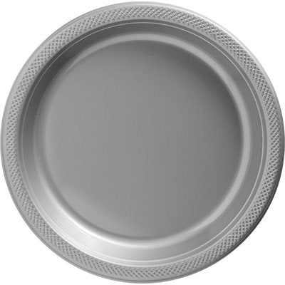 Silver Sparkle Plastic Plates 10.25in, 20pcs - PartyExperts