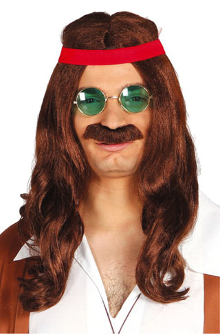 Hippy Wig with Moustache.