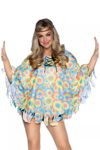 70s Hippie Costume Poncho Set - PartyExperts
