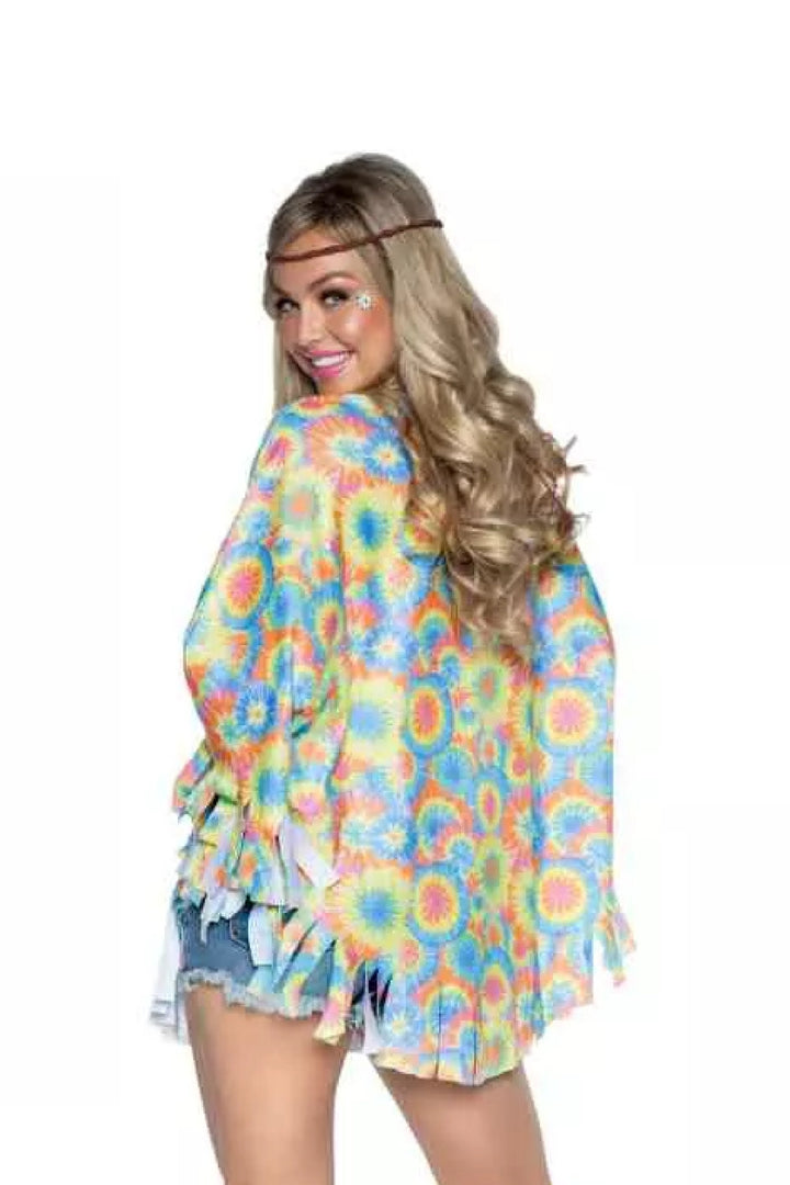 70s Hippie Costume Poncho Set - PartyExperts