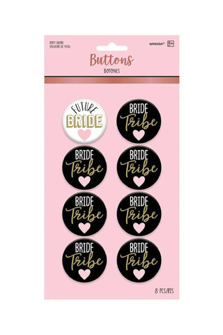 Bachelorette Bride Tribe Buttons 8pcs - PartyExperts