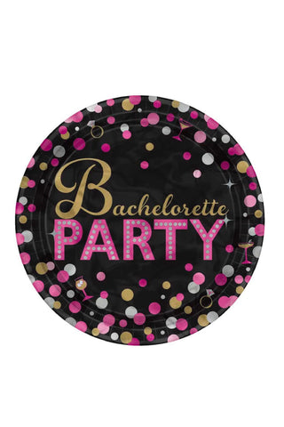 Bachelorette Night Metallic Plates 7in, 8pcs - PartyExperts