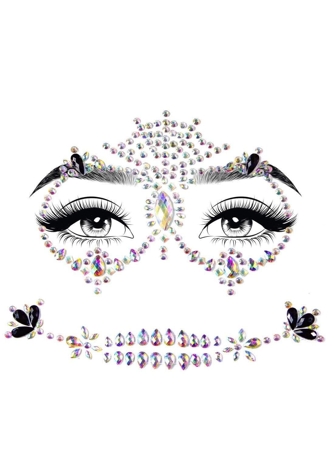 Calavera adhesive face jewels sticker..