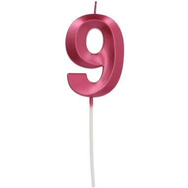 Candle Glamour Number 9 Red Metallic - PartyExperts