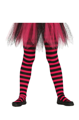 CHILD PINK STRIPED TIGHTS - PartyExperts