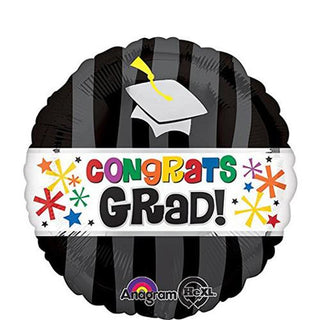 Congrats Grad Wavy Bursts Jumbo Foil Balloon 28in - PartyExperts