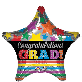Congratulations Grad Stars Stripes Foil Balloon 28in - PartyExperts