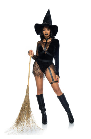 Crafty Witch Sexy Costume With Hat - PartyExperts