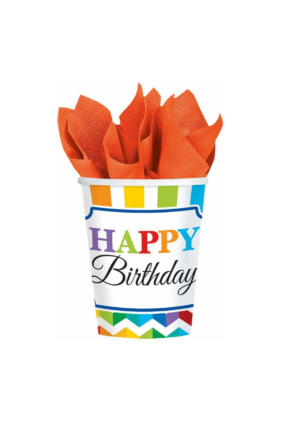 Disposable Bright Birthday Paper cups, 8 pieces, Multi Color - PartyExperts
