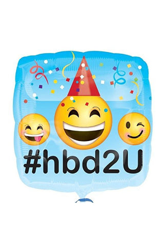 Emoticons HBD Square Foil Balloons 18in - PartyExperts
