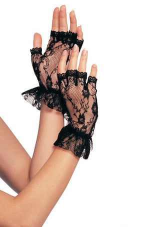 Fingerless Lace Ruffle Gloves.