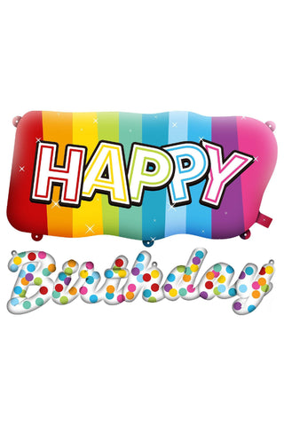 Foil balloons 'Happy Birthday' Rainbow Bday - 2 pieces - PartyExperts