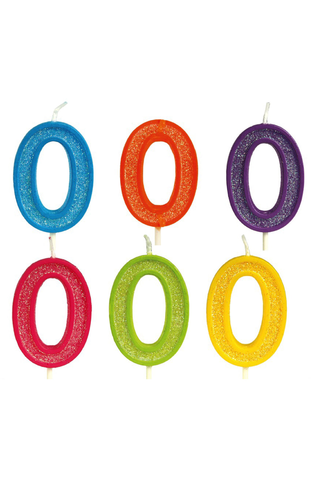 Glittered Candle NO.0 Assorted Colors - PartyExperts