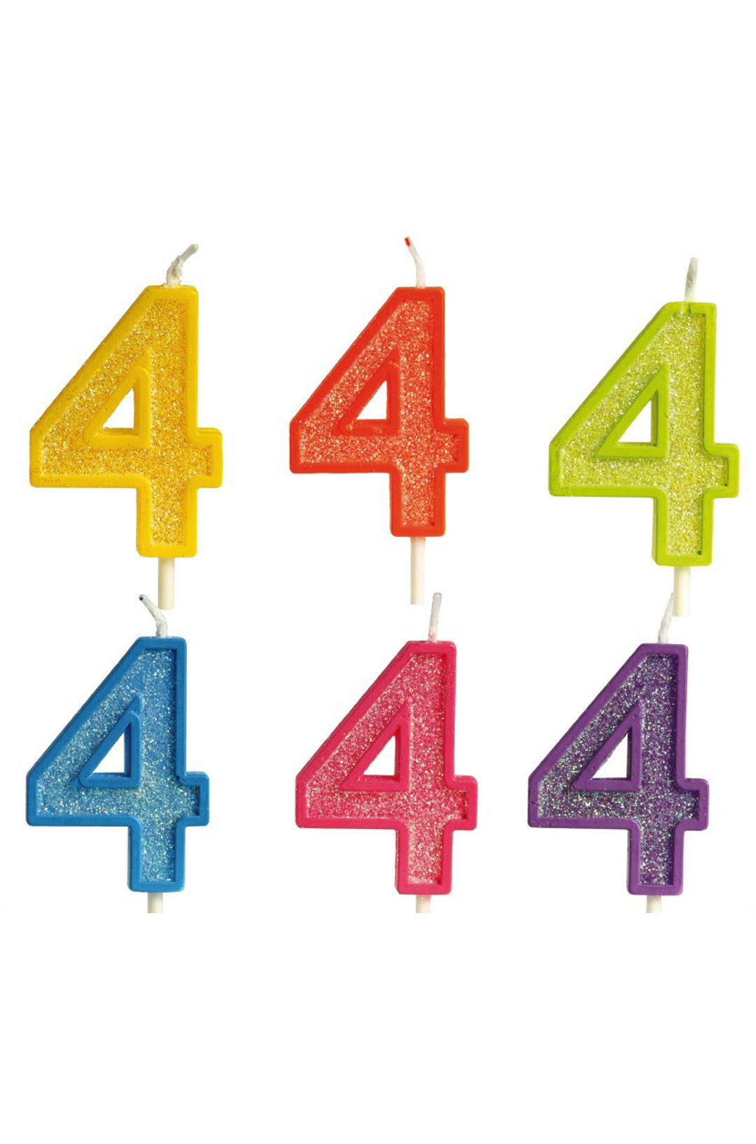 Glittered Candle NO.4 Assorted Color - PartyExperts