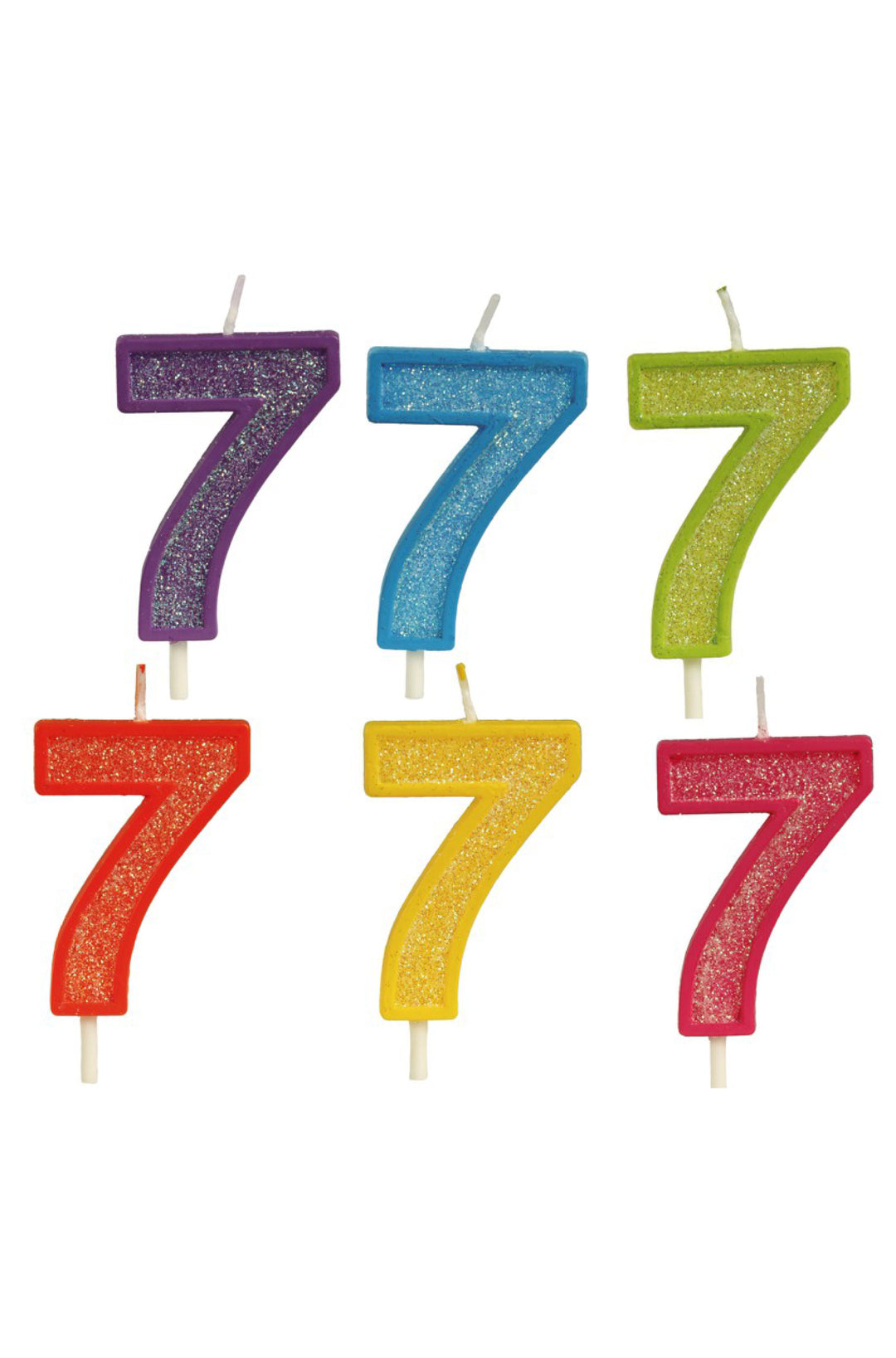 Glittered Candle NO.7 Assorted Colors - PartyExperts