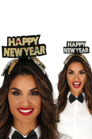 GOLD AND SILVER "HAPPY NEW YEAR" HAIRBAN - PartyExperts