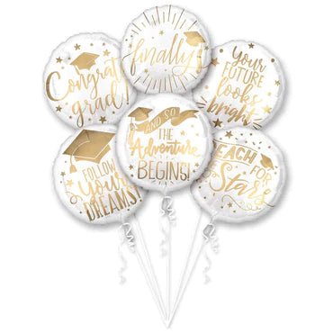 Graduation Message Bouquet Foil Balloon 6pcs - PartyExperts