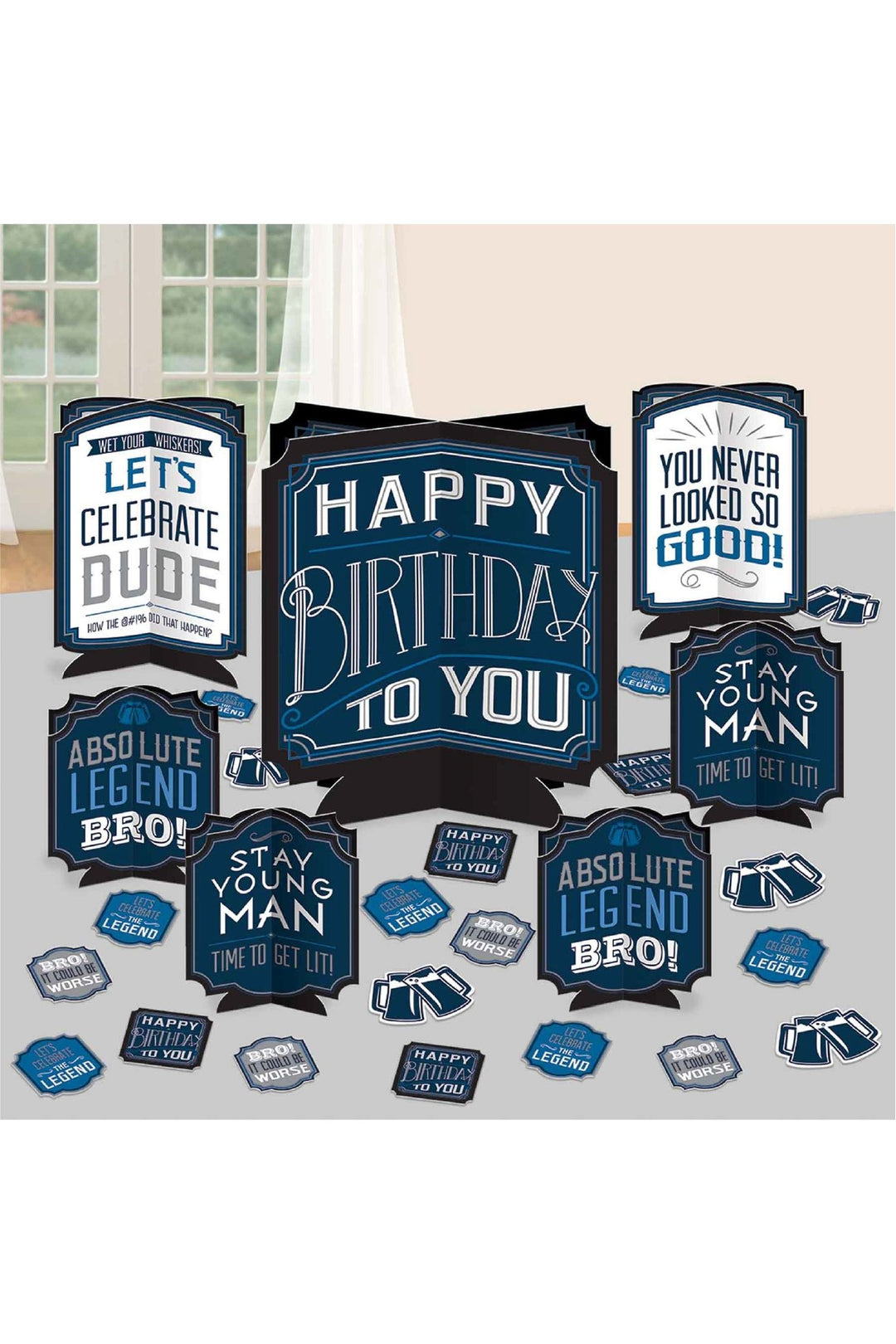 Happy Birthday Man Table Centerpiece Decorating Kit - PartyExperts