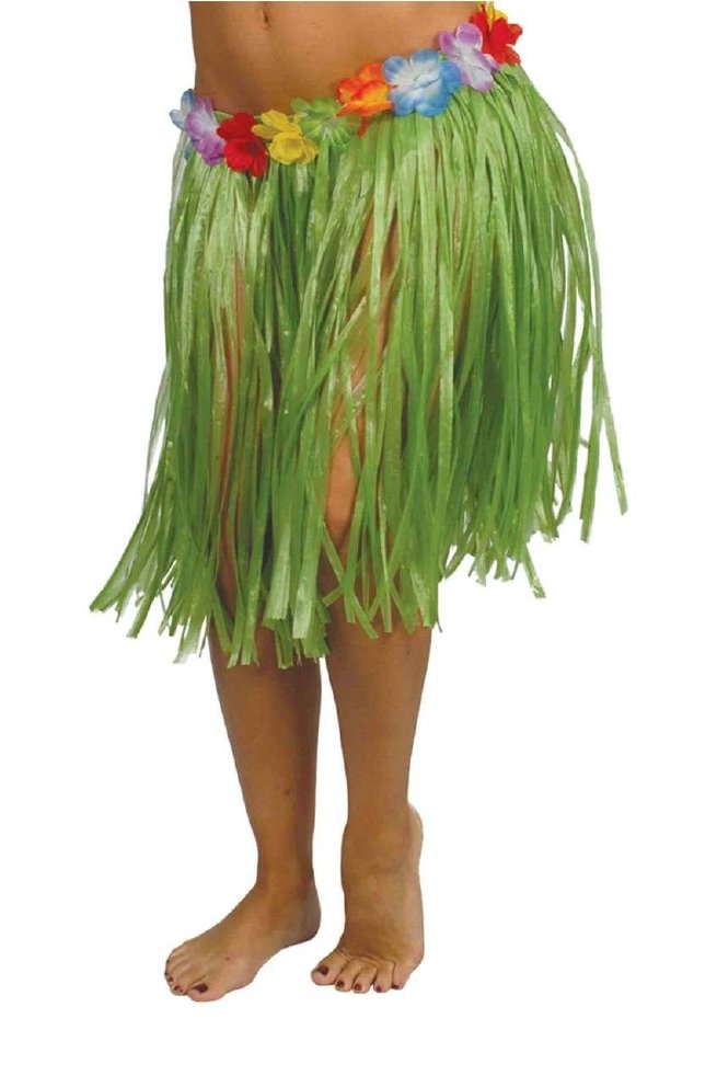 HAWAIIAN SKIRT FLOWERS 50 CMS.GREEN - PartyExperts