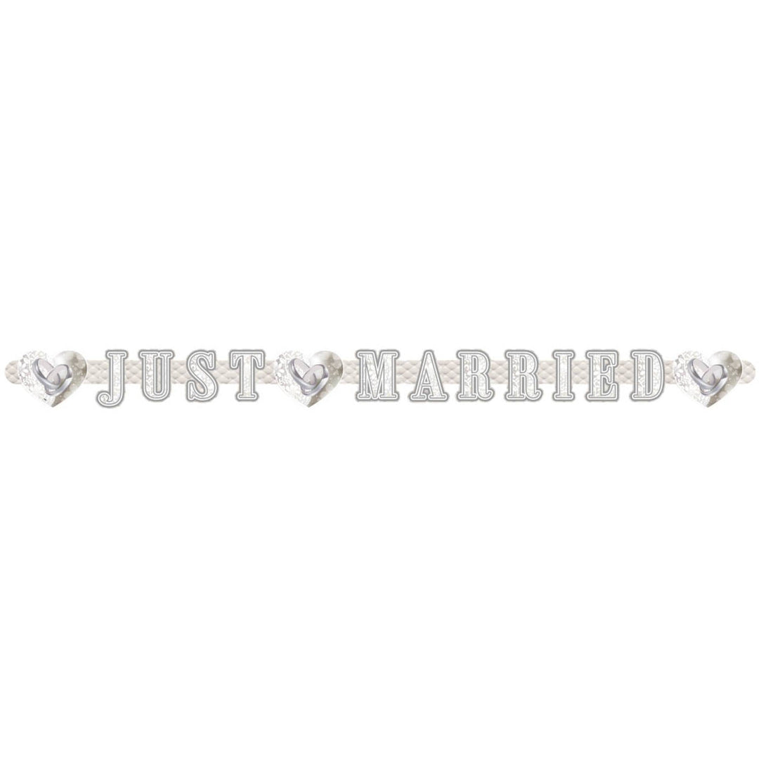Just Married Letter Banner Rings - PartyExperts
