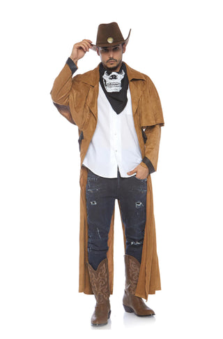 Men's Faux Suede Western Coat Cowboy Costume - PartyExperts