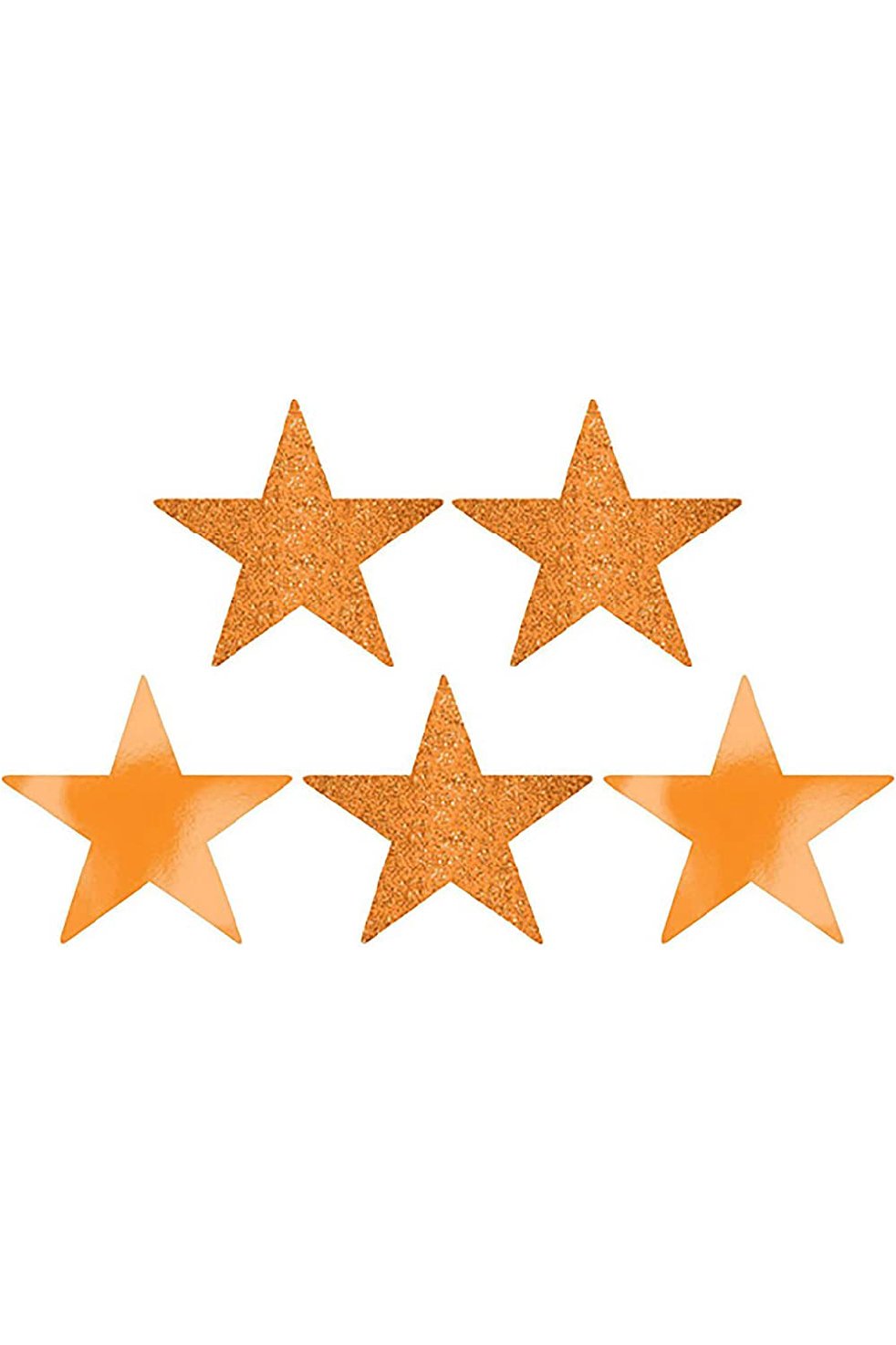 Orange Peel Star Glitter And Foil Cutout 5in 5pcs - PartyExperts
