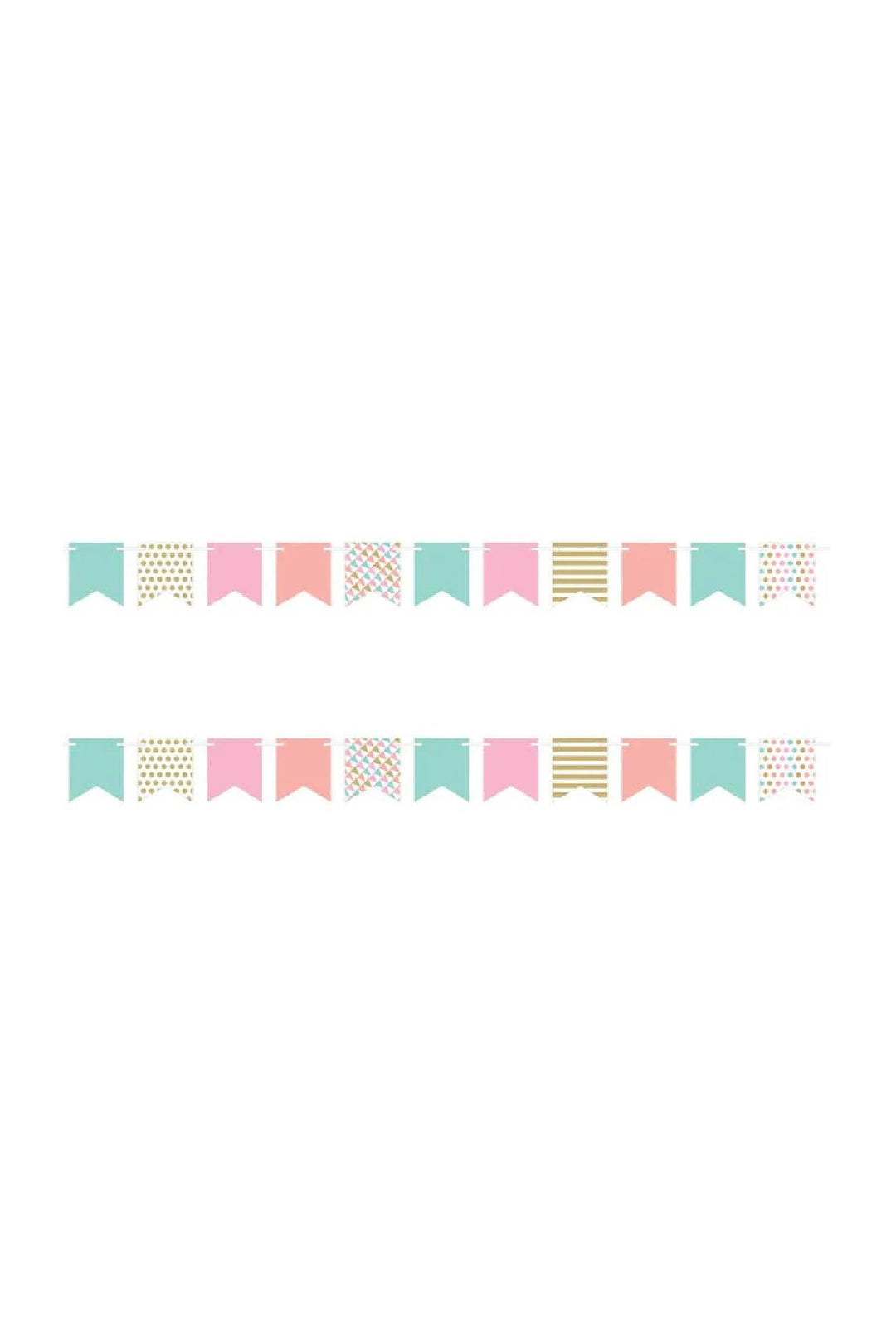 Pastel & Gold Mini Pennant Banner 12ft - PartyExperts