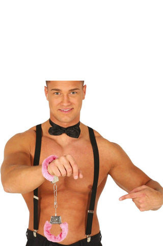 Pink Velvet Handcuffs - PartyExperts