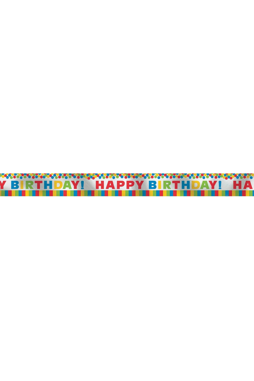 Primary Rainbow Happy Birthday Foil Banner 25ft - PartyExperts