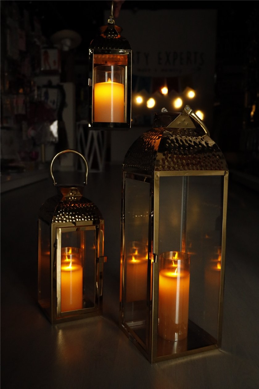 Ramadan Decoration - 3pcs Gold Lanterns - PartyExperts