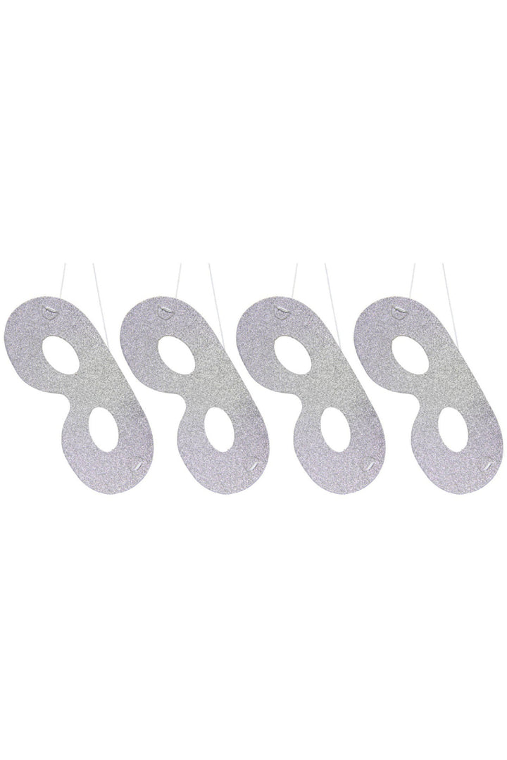 Silver coloured Glitter Masks - 4 pieces - PartyExperts