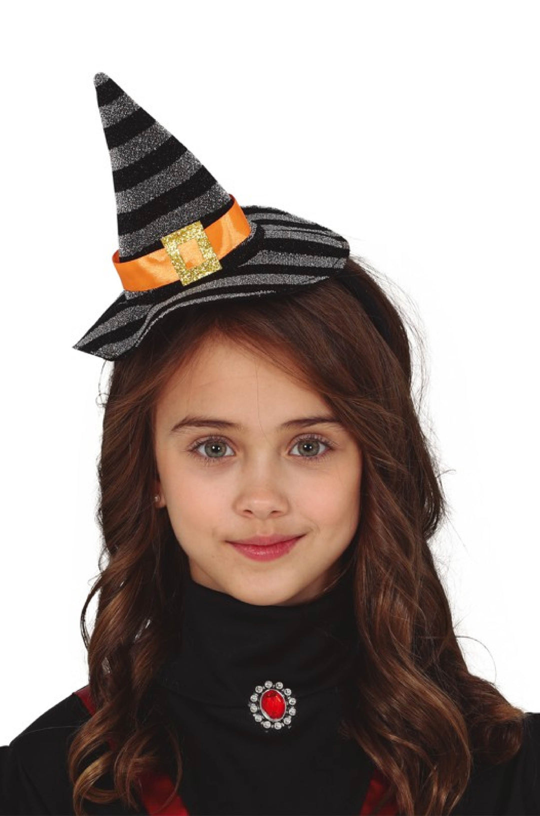 SILVER/BLACK WITCH MINI HAT TIARA - PartyExperts