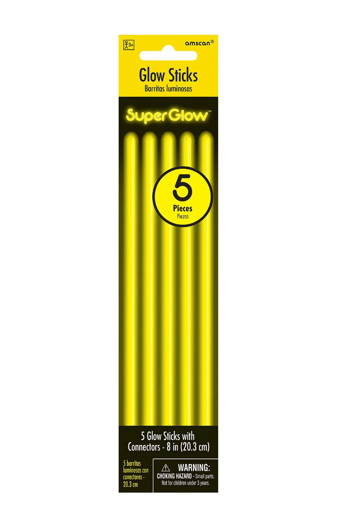 Super Glow Stikcs ( 5 Pieces ) Yellow - PartyExperts