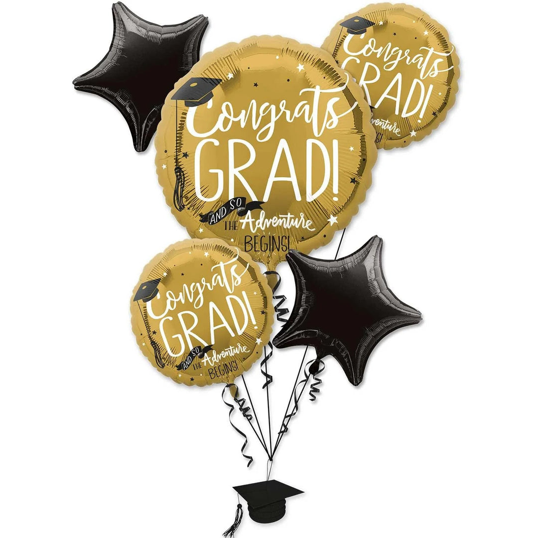 The Adventure Begins Foil Ballon Bouquet 5pcs - PartyExperts