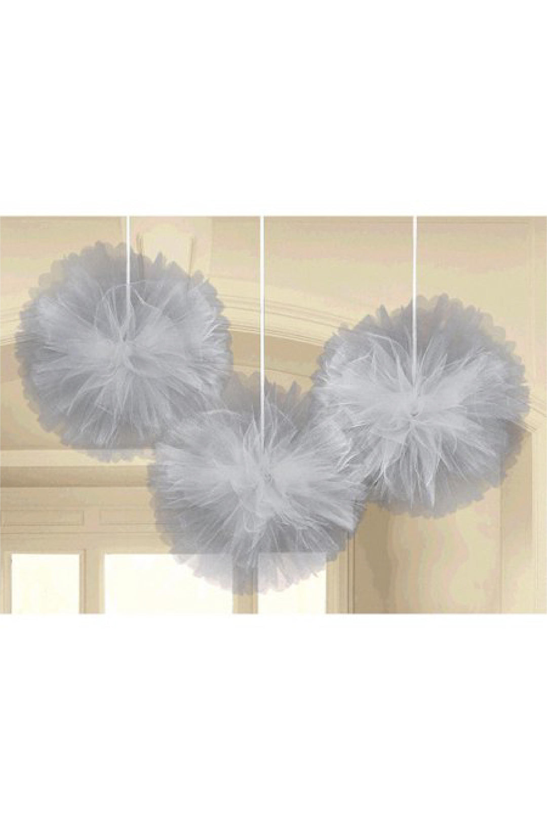 TULLE FLUFFY DECORATIONS 3 PCS 30.4CM - PartyExperts