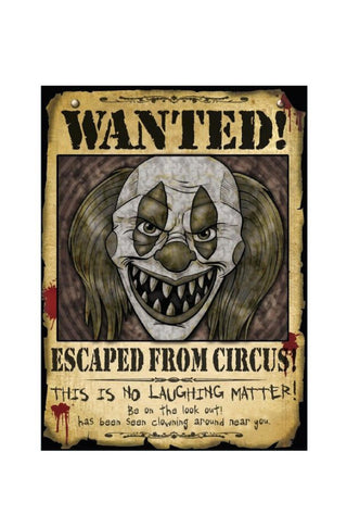 " Wanted " Clown Poster Decoration - PartyExperts