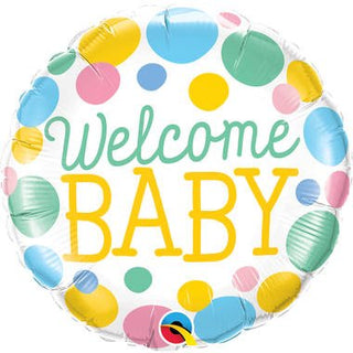 Welcome Baby Foil Balloon with Dots - PartyExperts