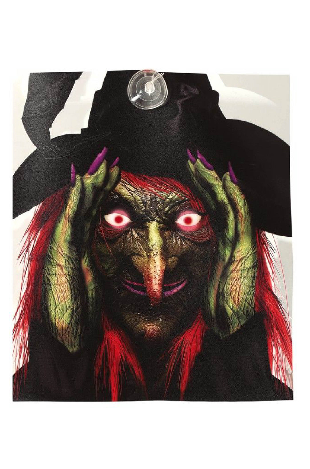 Witch Face Wall Decoration with Light and Suction Cup.
