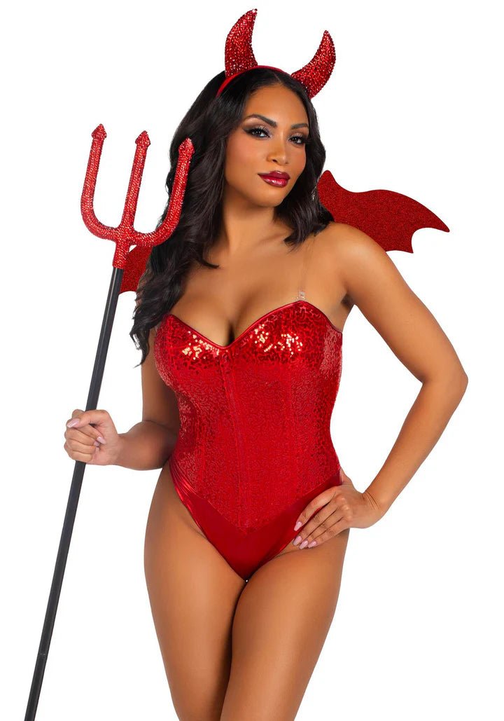 2 PC Devil Kit, includes rhinestone devil wings and horn headband. - PartyExperts