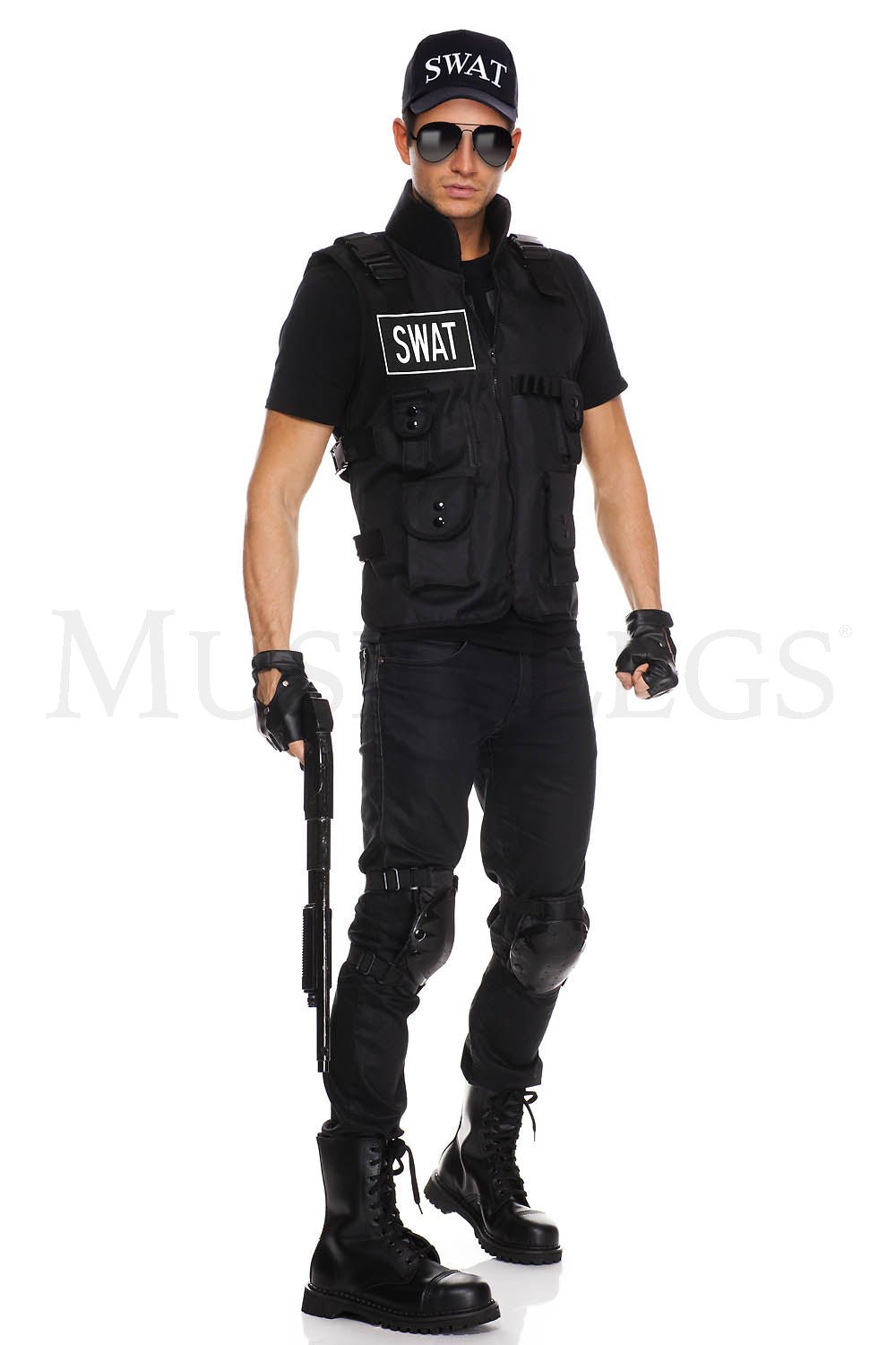 4 PC. includes: Utility vest, fingerless gloves, knee pads, and hat - PartyExperts
