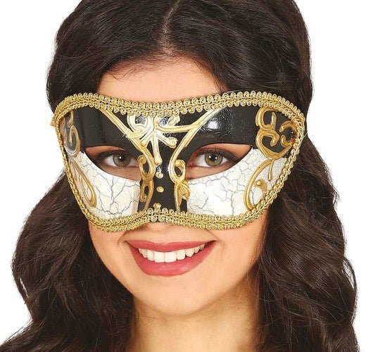 BLACK AND WHITE VENETIAN MASK - PartyExperts