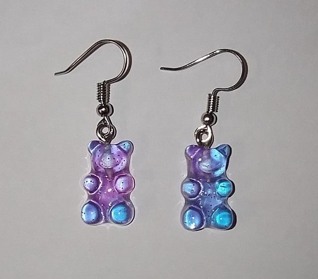 Doll ear rings purple - PartyExperts