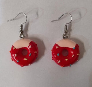 Donuts ear rings red & pink - PartyExperts