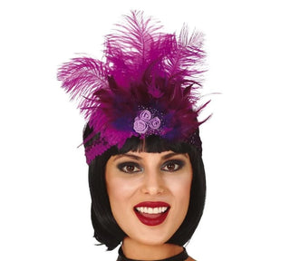 FUCHSIA SEQUINS HEADBAND WITH FEATHERS - PartyExperts