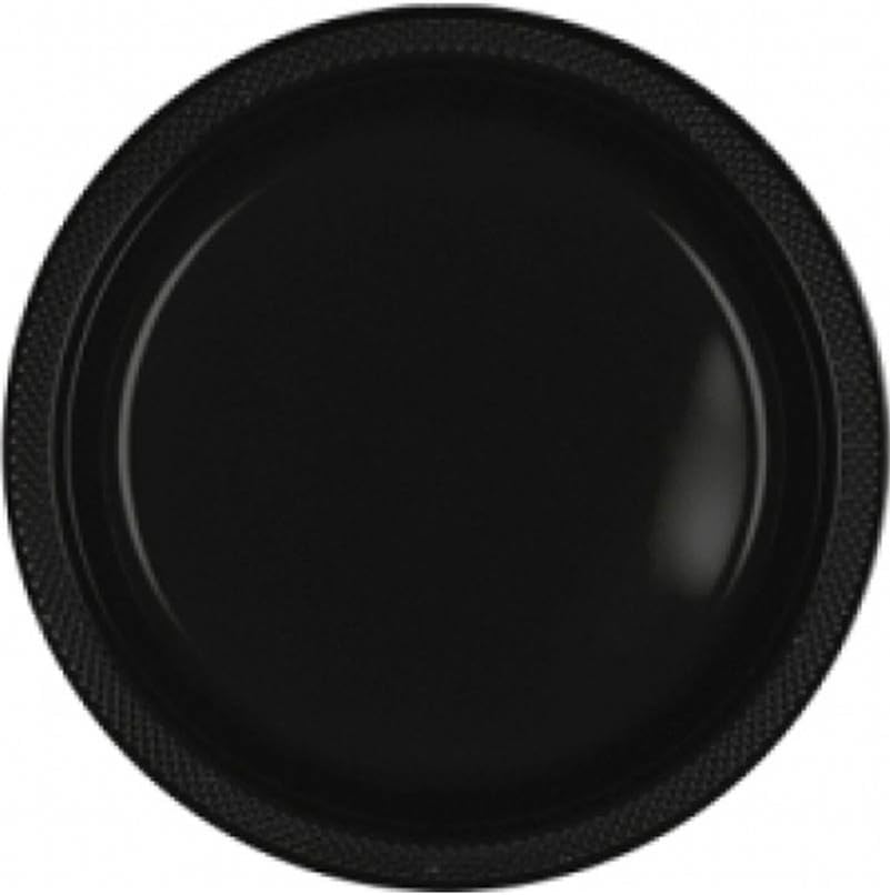 Jet Black Plastic Plates 10.25in, 20pcs OS - PartyExperts