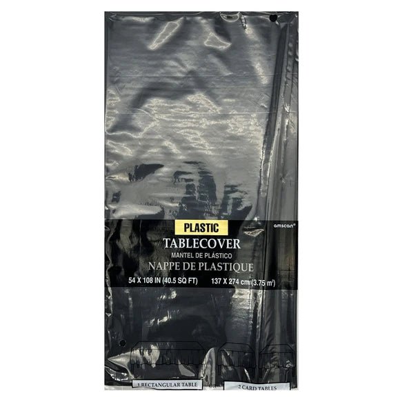 Jet Black Plastic Table Cover 54 X 108in 108IN - PartyExperts